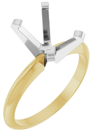 14K Yellow White 8.5x6.5 mm Emerald Solitaire Engagement Ring Mounting (1)