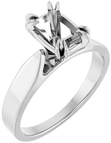 Sužadėtuvių Žiedas „Double Claw-Prong Solitaire“ 14k white gold Elongated Cushion 8mm x 6mm (1)