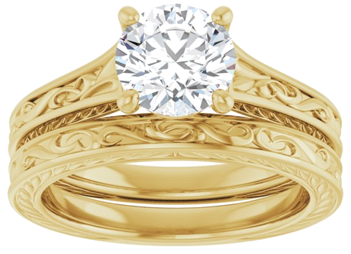 Sužadėtuvių Žiedas „Solitaire Scroll“ 14k yellow gold Round 7mm (8)