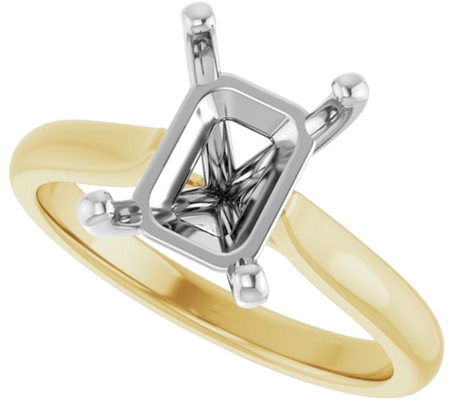 Sužadėtuvių Žiedas 14k yellow/white gold Emerald 9mm x 7mm (5)