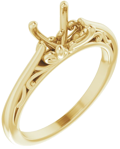 14K Yellow 7 mm Round Solitaire Engagement Ring Mounting (1)