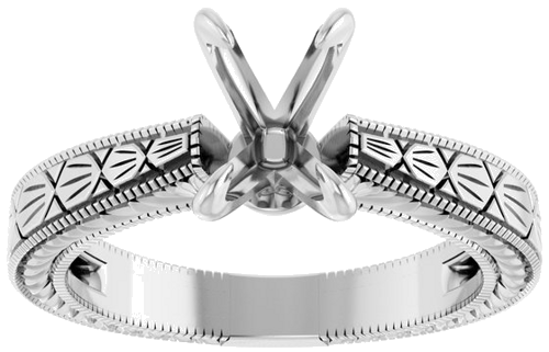 Sužadėtuvių Žiedas „Claw-Prong Solitaire Sculptural“ 14k white gold Elongated Cushion 8mm x 6mm (3)