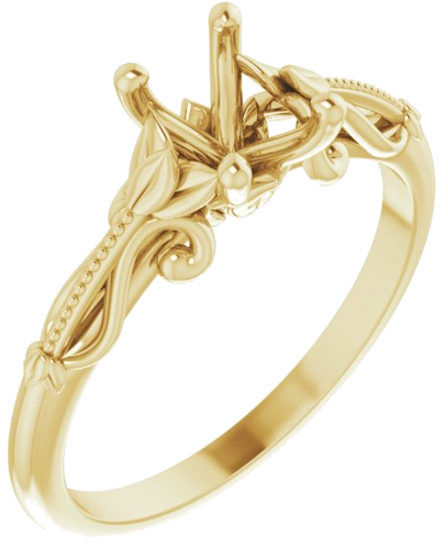 14K Yellow 7x5 mm Oval Sculptural-Inspired Engagement Ring Mounting (1)