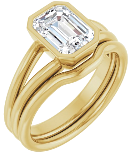 Sužadėtuvių Žiedas „Bezel-Set Solitaire“ 14k yellow gold Emerald 8mm x 6mm (6)