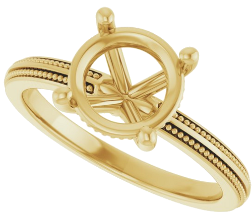 Sužadėtuvių Žiedas „Solitaire Milgrain“ 14k yellow gold Round 8mm (5)