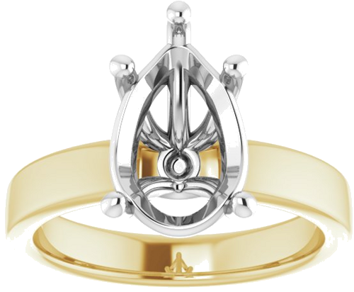 Sužadėtuvių Žiedas „Solitaire“ 18k yellow/white gold Pear 12mm x 8mm (3)