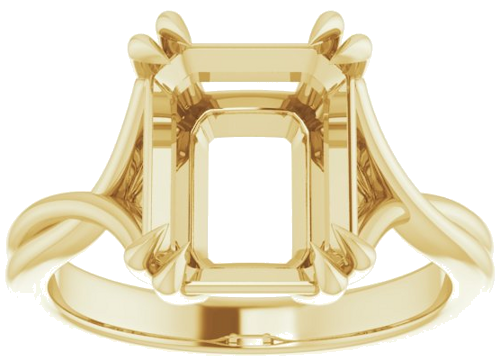 14K Yellow 10x8 mm Emerald Solitaire Engagement Ring Mounting (3)