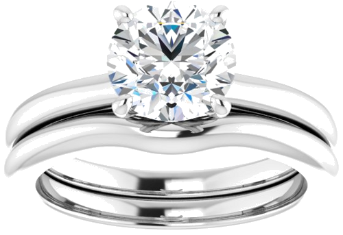 14K White  7.4 mm Round Solitaire Engagement Ring Mounting (8)