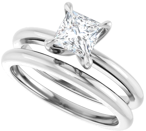 Sužadėtuvių Žiedas „Claw-Prong Solitaire“ 14k white gold Square 5mm (10)