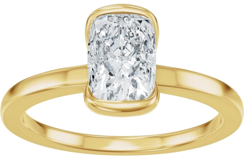 Sužadėtuvių Žiedas „Half Bezel Solitaire“ 14k yellow gold Elongated Cushion 7mm x 5mm (3)