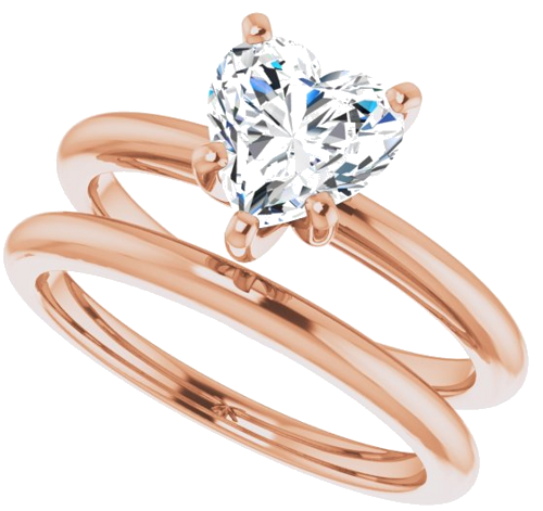 Sužadėtuvių Žiedas „Solitaire“ 585 Rožinis Aukso Heart Shape 7mm (10)