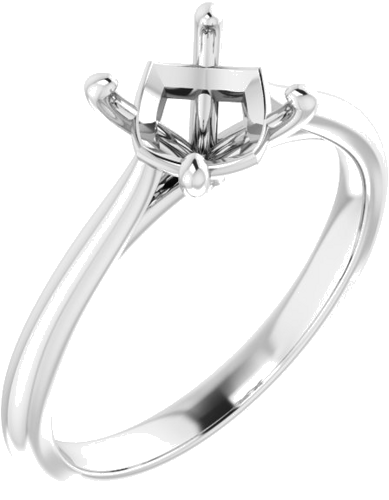 14K White 7 mm Round Solitaire Engagement Ring Mounting (1)