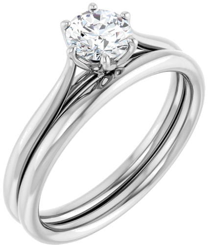 Sužadėtuvių Žiedas „Solitaire“ 585 Baltojo Aukso Round 5.2mm (6)
