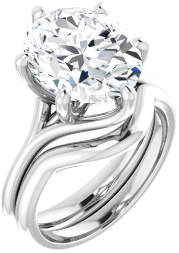 14K White 12x10 mm Oval Engagement Ring Mounting (6)