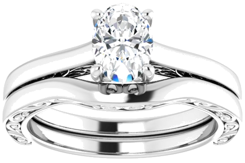 Sužadėtuvių Žiedas „Solitaire“ 417 Baltojo Aukso Oval 7mm x 5mm (8)