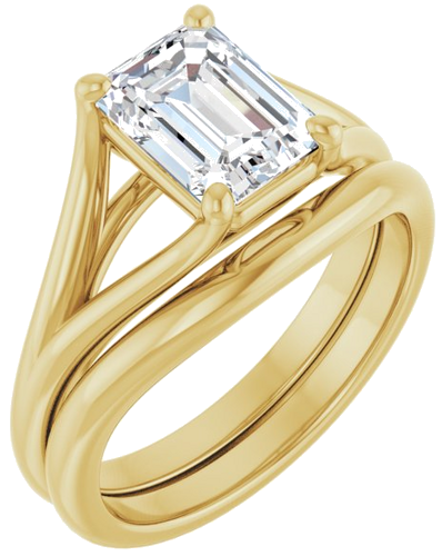 14K Yellow 8x6 mm Emerald Solitaire Engagement Ring Mounting (6)