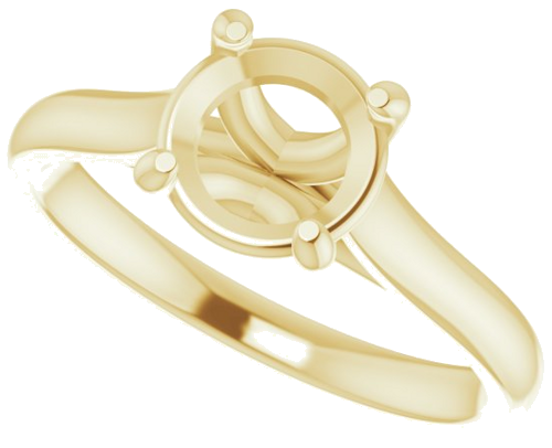 14K Yellow 7 mm Round Solitaire Engagement Ring Mounting (5)