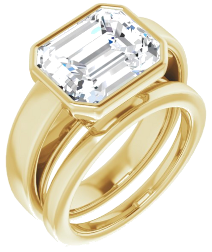 Sužadėtuvių Žiedas „Bezel-Set Solitaire“ 14k yellow gold Emerald 11mm x 9mm (6)