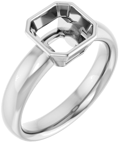 Sužadėtuvių Žiedas „Bezel-Set Solitaire“ 14k white gold Asscher 7mm (1)