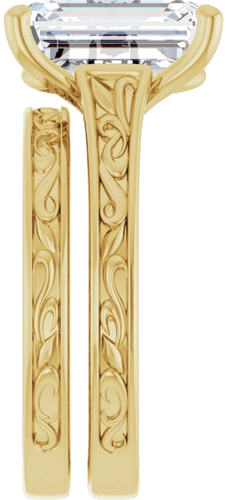 Sužadėtuvių Žiedas „Solitaire Scroll“ 14k yellow gold Emerald 11mm x 9mm (9)