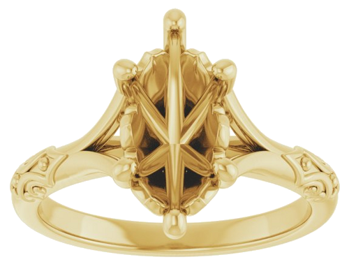 Sužadėtuvių Žiedas „Solitaire Split Shank“ 585 Geltonojo Aukso Marquise 12mm x 6mm (3)