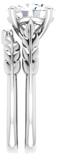 Sužadėtuvių Žiedas „Solitaire Leaf“ 14k white gold Oval 9mm x 7mm (9)
