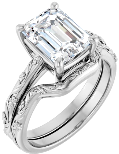 Sužadėtuvių Žiedas „Solitaire“ 14k white gold Emerald 9mm x 7mm (6)
