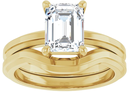 14K Yellow 8x6 mm Emerald Solitaire Engagement Ring Mounting (8)