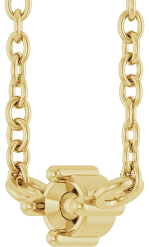 14K Yellow 2 mm Round 1-Stone Family Bar 18  Necklace (2)