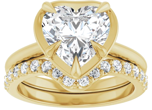 Sužadėtuvių Žiedas „Claw-Prong Solitaire Bezel-Style“ 14k yellow gold Heart 9mm (8)