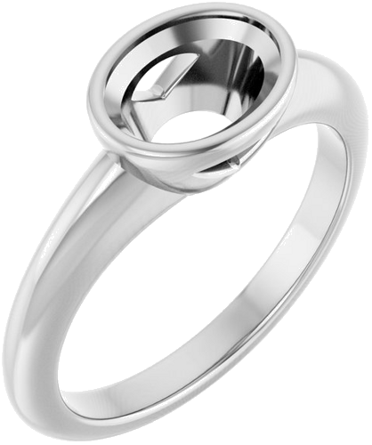 Sužadėtuvių Žiedas „Bezel-Set Solitaire“ 14k white gold Oval 8mm x 6mm (1)