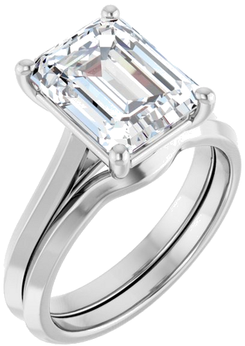 Sužadėtuvių Žiedas „Claw-Prong“ 950 Platinos Emerald 10mm x 8mm (6)