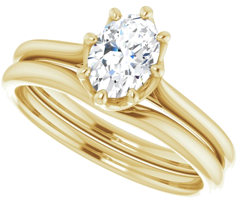 Sužadėtuvių Žiedas „Solitaire“ 585 Geltonojo Aukso Oval 7mm x 5mm (10)