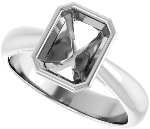 Sužadėtuvių Žiedas „Bezel-Set Solitaire“ 14k white gold Emerald 8mm x 6mm (5)
