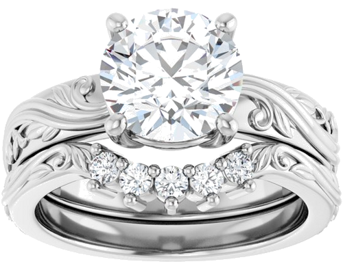 Sužadėtuvių Žiedas „Solitaire Sculptural“ 14k white gold Round 8.2mm (8)