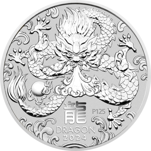 2 unču Drakona gadi 2024 (Mēness III) Austrālijas sudraba monēta (1)