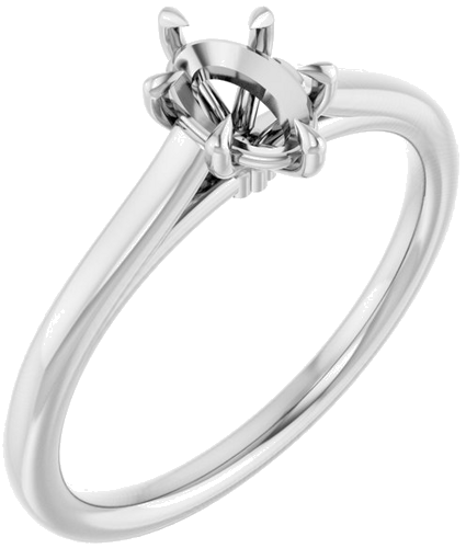Sužadėtuvių Žiedas „Claw-Pong“ 14k white gold Oval 6.5mm x 4.5mm (1)