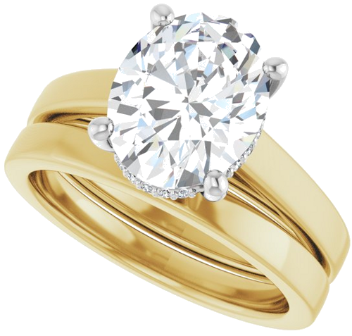Sužadėtuvių Žiedas „Hidden Halo-Style“ 14k yellow/white gold Oval 10mm x 8mm (10)