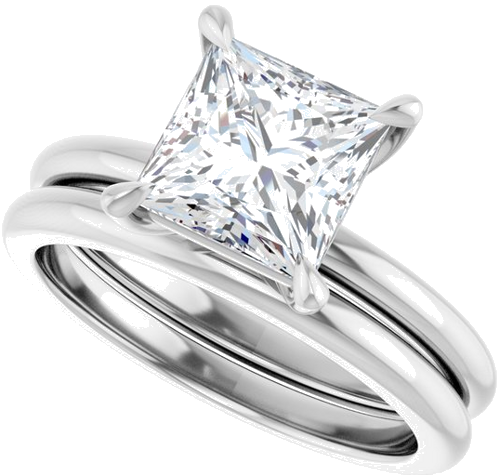 Sužadėtuvių Žiedas „Claw-Prong“ 14k white gold Square 7mm (10)