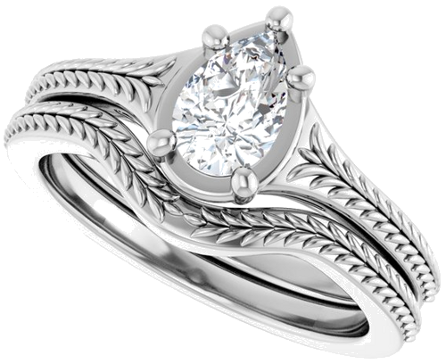 Sužadėtuvių Žiedas „Solitaire“ 14k white gold Pear 7mm x 4.5mm (10)