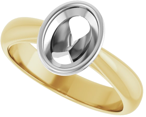 Sužadėtuvių Žiedas „Bezel-Set Solitaire“ 14k yellow/white gold Oval 8mm x 6mm (5)