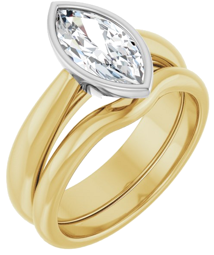 Sužadėtuvių Žiedas „Bezel-Set Solitaire“ 14k yellow/white gold Marquise 11mm x 5.5mm (6)