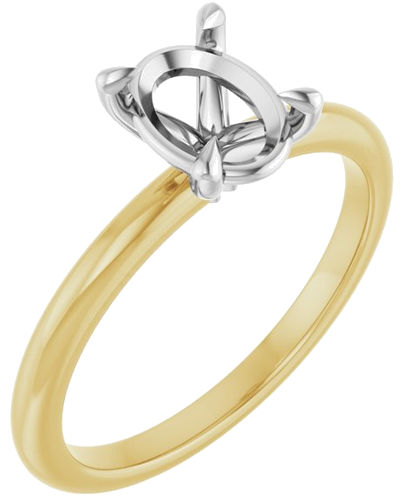 Sužadėtuvių Žiedas 585 Baltojo Ir Geltonojo Aukso Oval 8mm x 6mm (1)