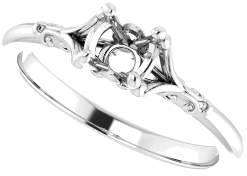 Sužadėtuvių Žiedas „Solitaire“ 750 Baltojo Aukso Round 4.8mm (5)