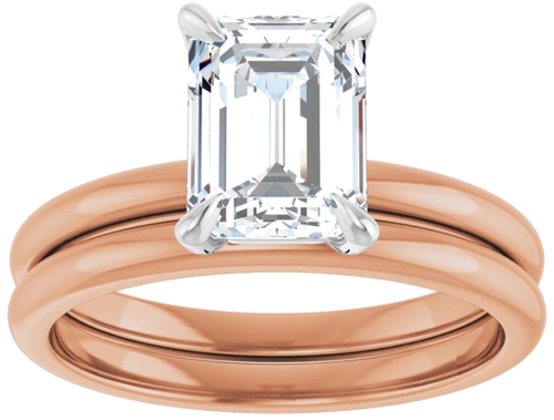 14K Rose White 8 x 6 mm Emerald Engagement Ring Mounting (8)