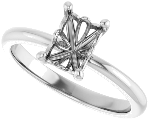 14K White 7x5 mm Emerald Solitaire Engagement Ring Mounting (5)