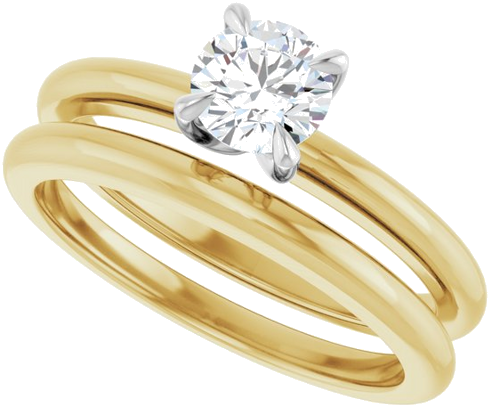 14K Yellow White 5.2 mm Round Solitaire Engagement Ring Mounting (10)