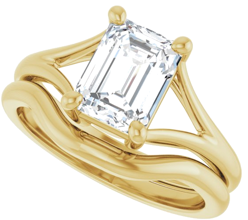 Sužadėtuvių Žiedas „Solitaire Split-Shank“ 14k yellow gold Emerald 8mm x 6mm (10)