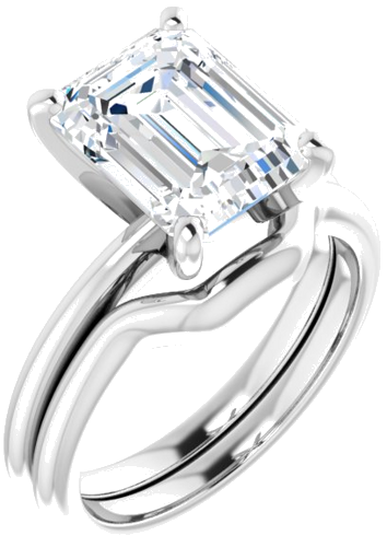 Sužadėtuvių Žiedas „Solitaire“ 585 Baltojo Aukso Emerald 10mm x 8mm (6)