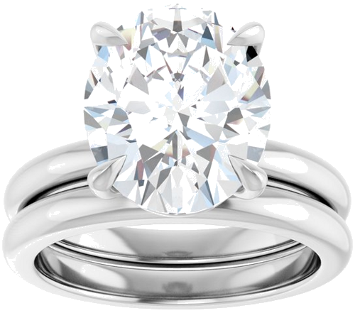 14K White 12x10 mm Oval Solitaire Engagement Ring Mounting (4)